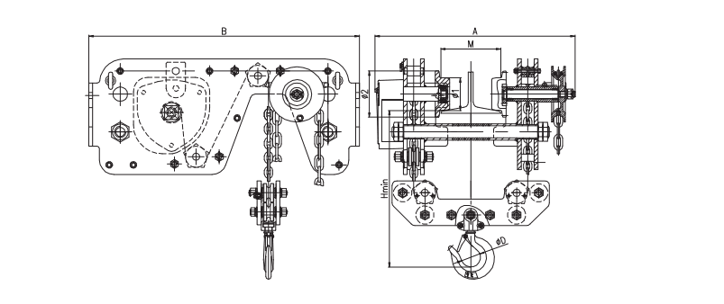 成華SHB050低空組合葫蘆結(jié)構(gòu)圖